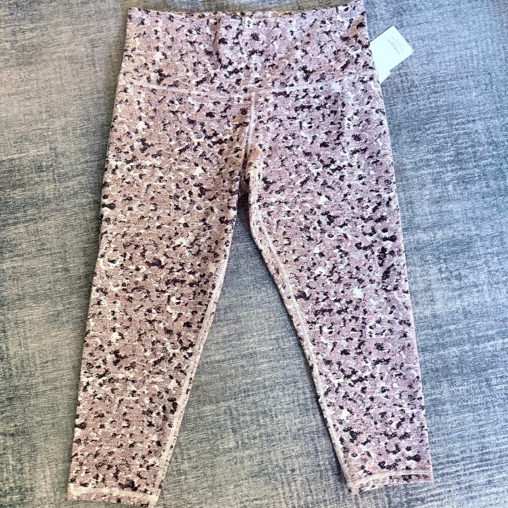 Athleta Elation Textured 7/8 Tight Legging 1X Pink Black Abstract NWT Pocket